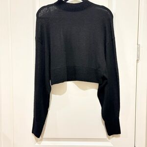 ZARA Wool Alpaca Blend Semi Sheer Cropped Mock Neck Sweater NWT Size S